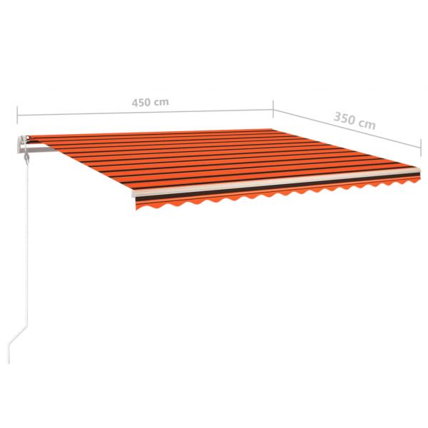 Markise Manuell Einziehbar mit Pfosten 4,5x3,5 m Orange & Braun