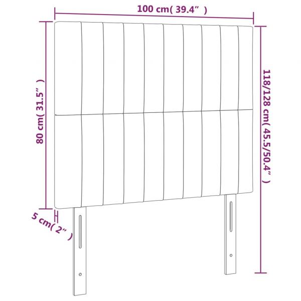Kopfteile 2 Stk. Dunkelgrau 100x5x78/88 cm Samt
