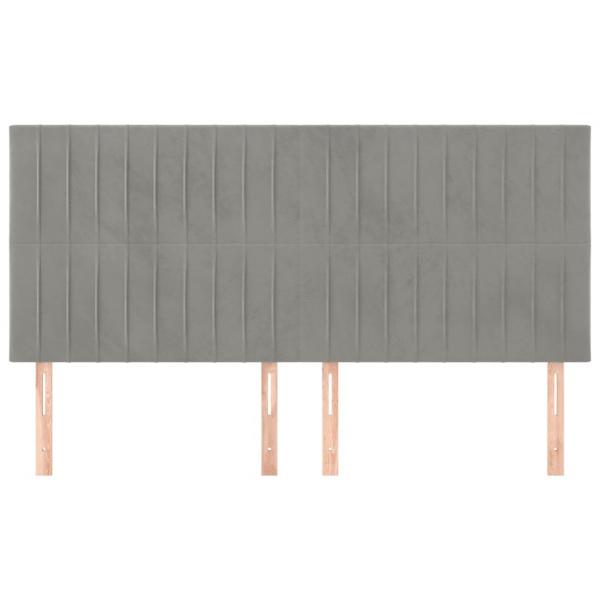Kopfteile 4 Stk. Hellgrau 80x5x78/88 cm Samt