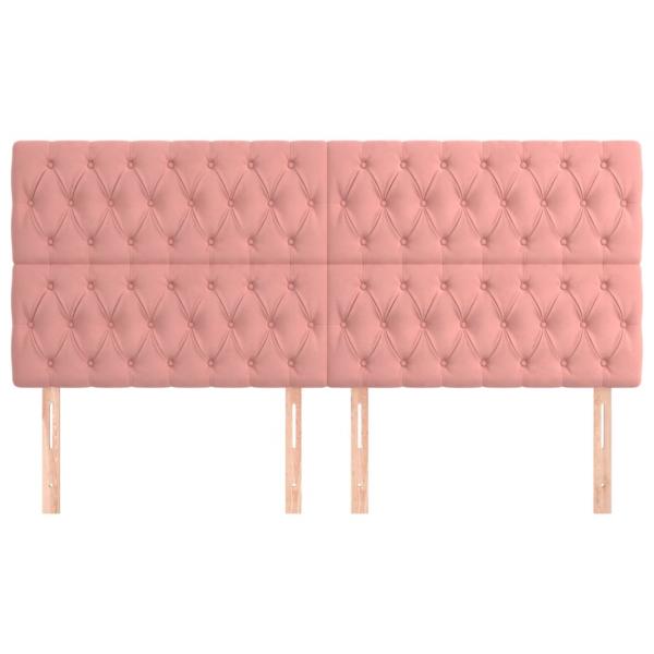 Kopfteile 4 Stk. Rosa 100x7x78/88 cm Samt