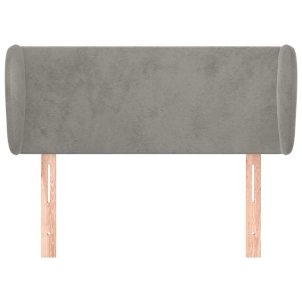 Kopfteil mit Ohren Hellgrau 93x23x78/88 cm Samt