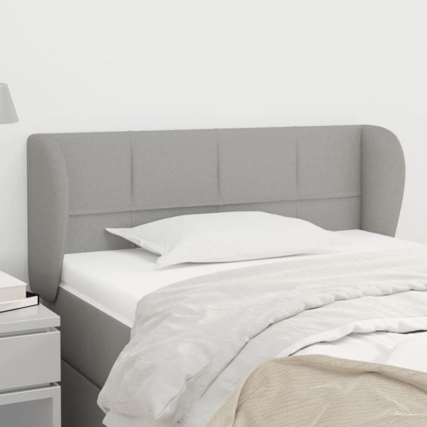 ARDEBO.de - Kopfteil mit Ohren Hellgrau 103x23x78/88 cm Stoff