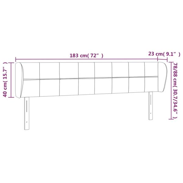 Kopfteil mit Ohren Dunkelgrau 183x23x78/88 cm Samt