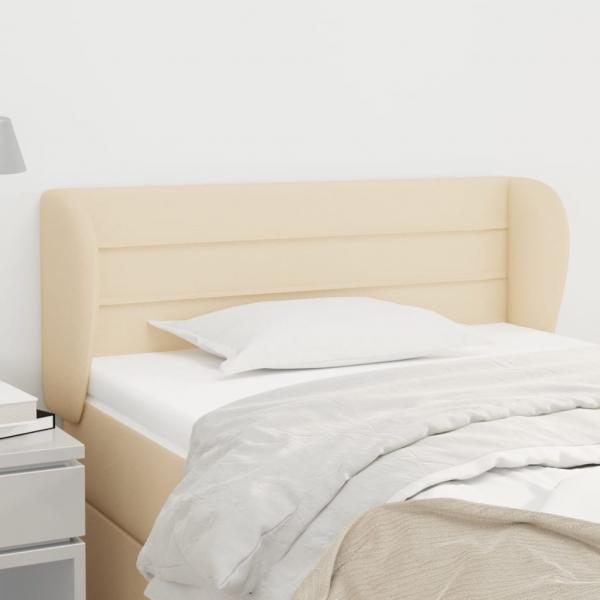 ARDEBO.de - Kopfteil mit Ohren Creme 83x23x78/88 cm Stoff