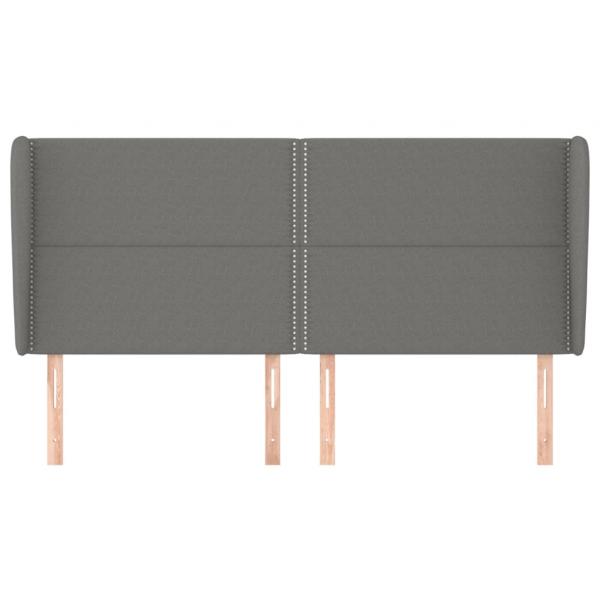 Kopfteil mit Ohren Dunkelgrau 203x23x118/128 cm Stoff
