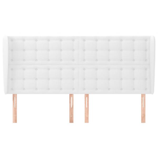 Kopfteil mit Ohren Weiß 203x23x118/128 cm Kunstleder