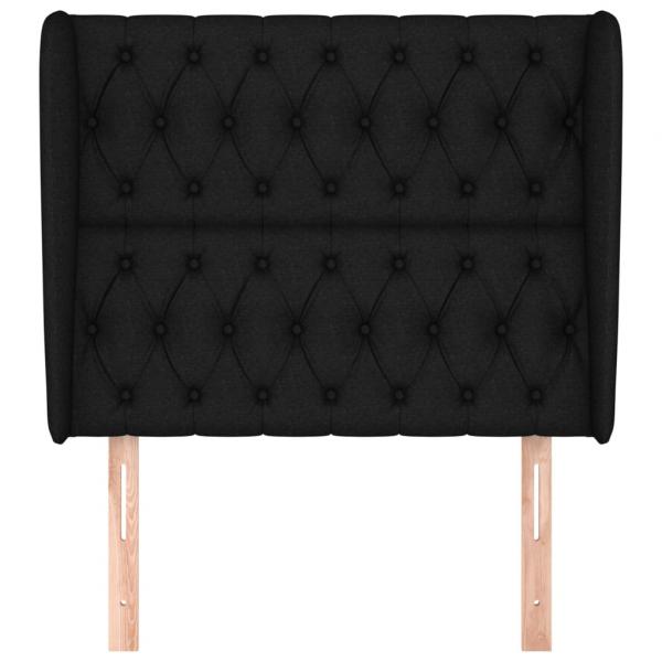 Kopfteil mit Ohren Schwarz 93x23x118/128 cm Stoff