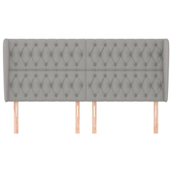 Kopfteil mit Ohren Hellgrau 203x23x118/128 cm Stoff