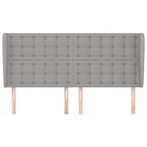 Kopfteil mit Ohren Hellgrau 183x23x118/128 cm Stoff