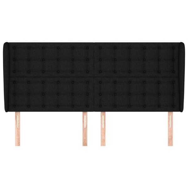 Kopfteil mit Ohren Schwarz 183x23x118/128 cm Stoff