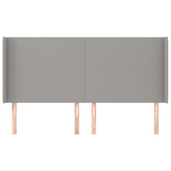 Kopfteil mit Ohren Hellgrau 183x16x118/128 cm Stoff