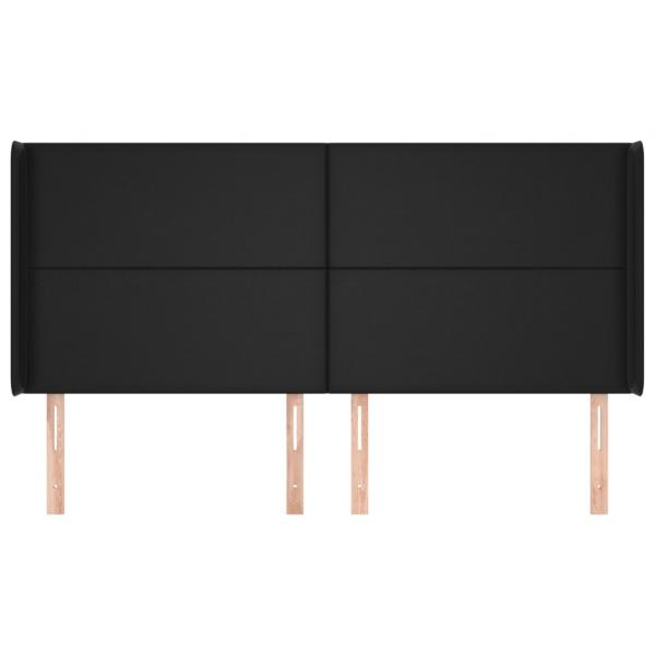 Kopfteil mit Ohren Schwarz 183x16x118/128 cm Kunstleder