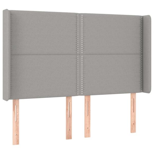 Kopfteil mit Ohren Hellgrau 147x16x118/128 cm Stoff
