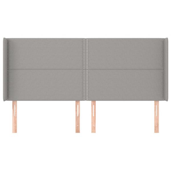 Kopfteil mit Ohren Hellgrau 203x16x118/128 cm Stoff