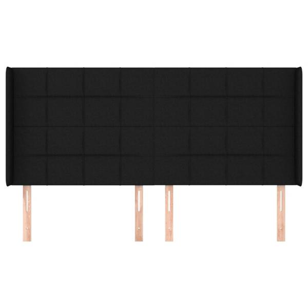 Kopfteil mit Ohren Schwarz 163x16x118/128 cm Stoff