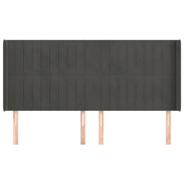Kopfteil mit Ohren Dunkelgrau 163x16x118/128 cm Samt