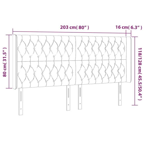 Kopfteil mit Ohren Dunkelgrau 203x16x118/128 cm Samt