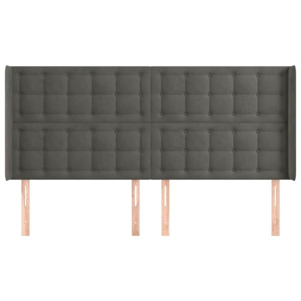 Kopfteil mit Ohren Dunkelgrau 183x16x118/128 cm Samt