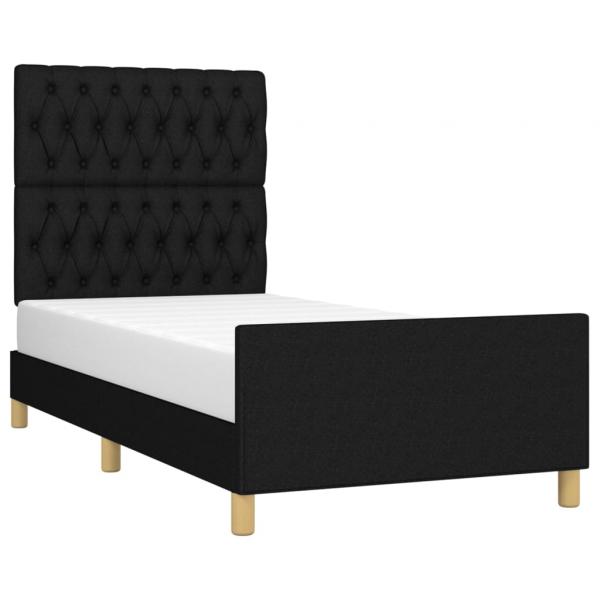 Bettgestell mit Kopfteil Schwarz 90x200 cm Stoff