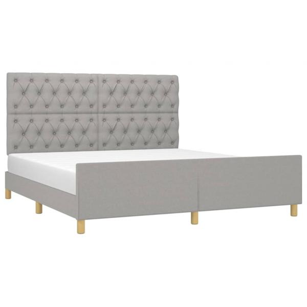 Bettgestell mit Kopfteil Hellgrau 160x200 cm Stoff