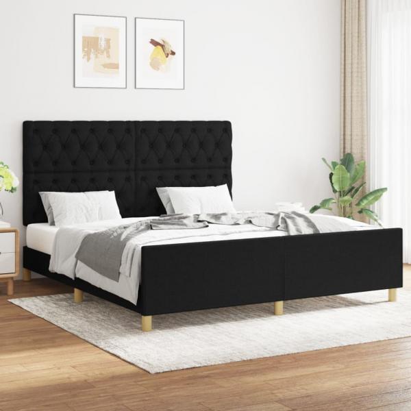 ARDEBO.de - Bettgestell mit Kopfteil Schwarz 160x200 cm Stoff
