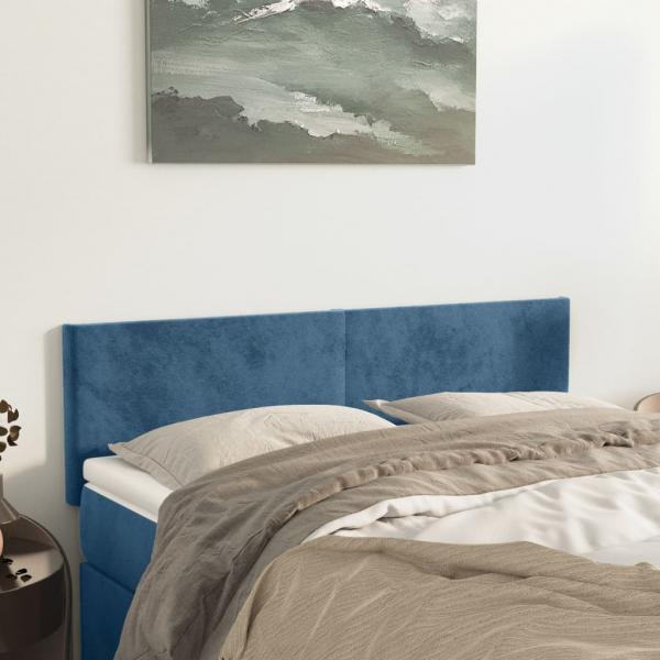 ARDEBO.de - Kopfteile 2 Stk. Dunkelblau 72x5x78/88 cm Samt