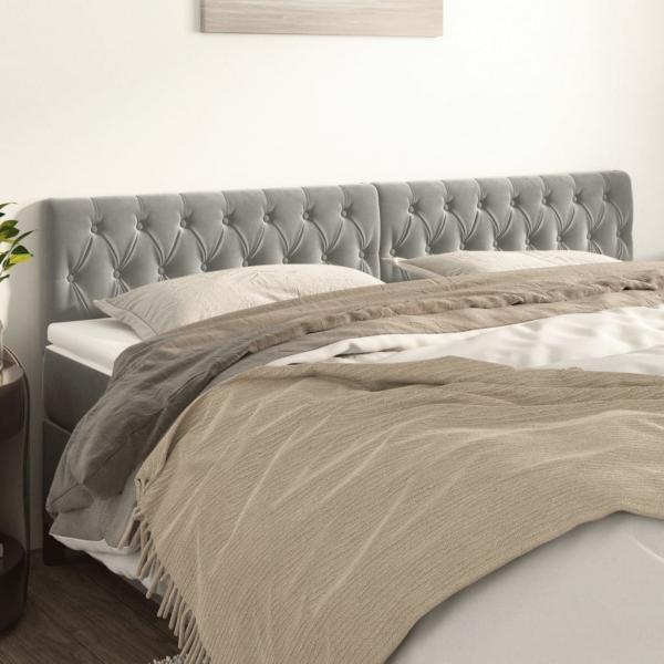 ARDEBO.de - Kopfteile 2 Stk. Hellgrau 90x7x78/88 cm Samt