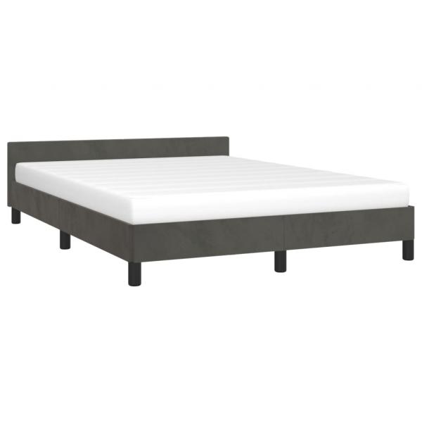 Bettgestell mit Kopfteil Dunkelgrau 140x190 cm Samt