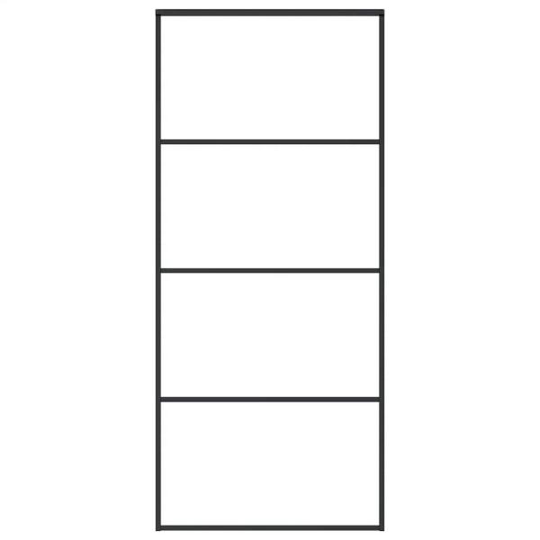 Schiebetür ESG-Glas und Aluminium mattiert 90x205 cm Schwarz