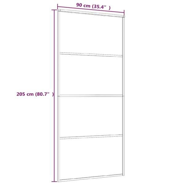 Schiebetür ESG-Glas und Aluminium mattiert 90x205 cm Schwarz