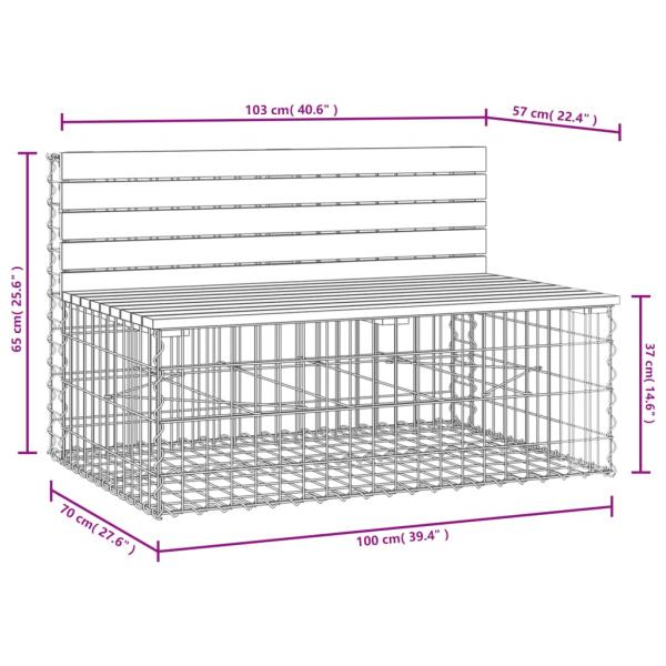 Gartenbank aus Gabionen 103x70x65 cm Massivholz Douglasie