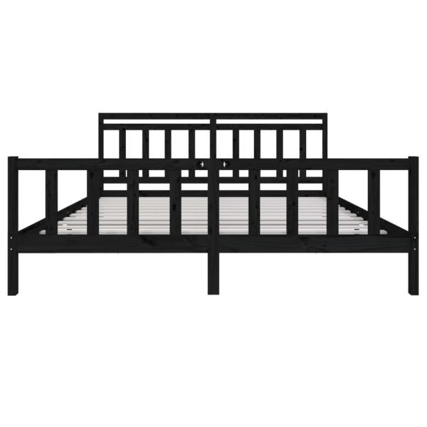 Massivholzbett Schwarz 200x200 cm