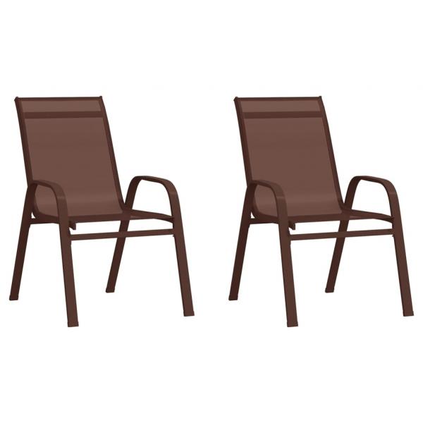 ARDEBO.de - Stapelbare Gartenstühle 2 Stk. Braun Textilene