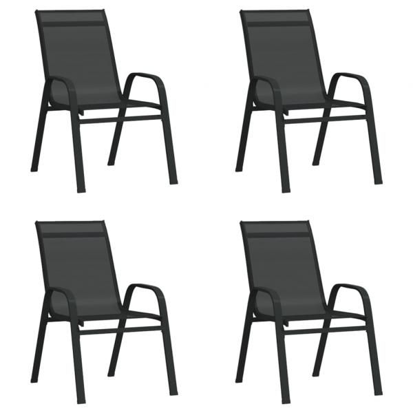 ARDEBO.de - Stapelbare Gartenstühle 4 Stk. Schwarz Textilene