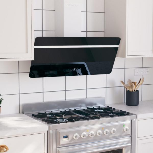 ARDEBO.de - Dunstabzugshaube 90 cm Stahl und Hartglas Schwarz