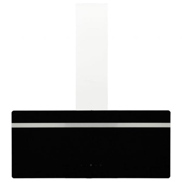 Dunstabzugshaube 90 cm Stahl und Hartglas Schwarz
