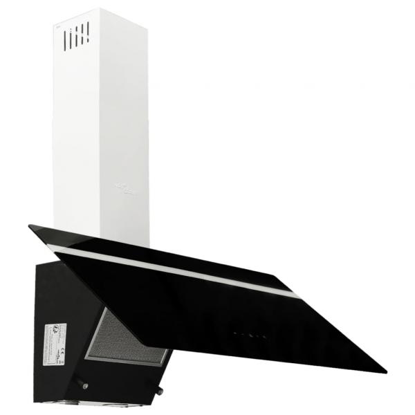 Dunstabzugshaube 90 cm Stahl und Hartglas Schwarz