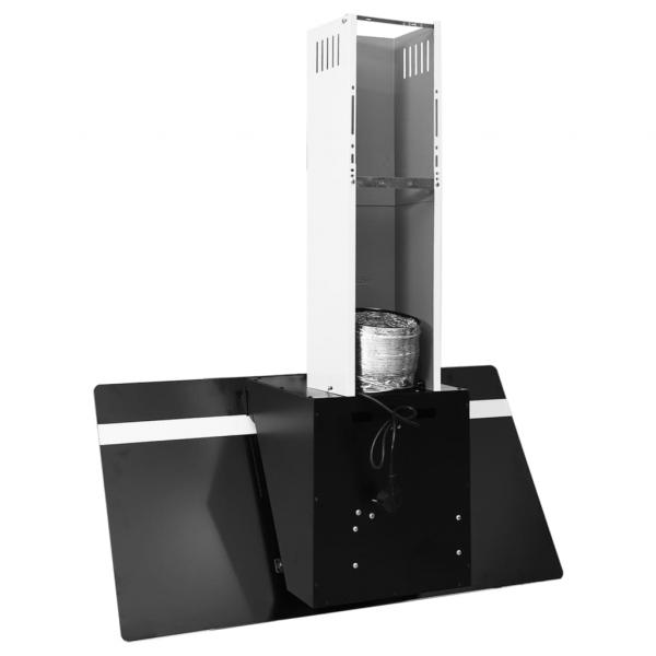 Dunstabzugshaube 90 cm Stahl und Hartglas Schwarz
