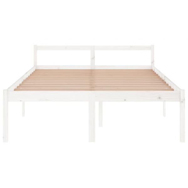 Seniorenbett Weiß 150x200 cm Massivholz Kiefer