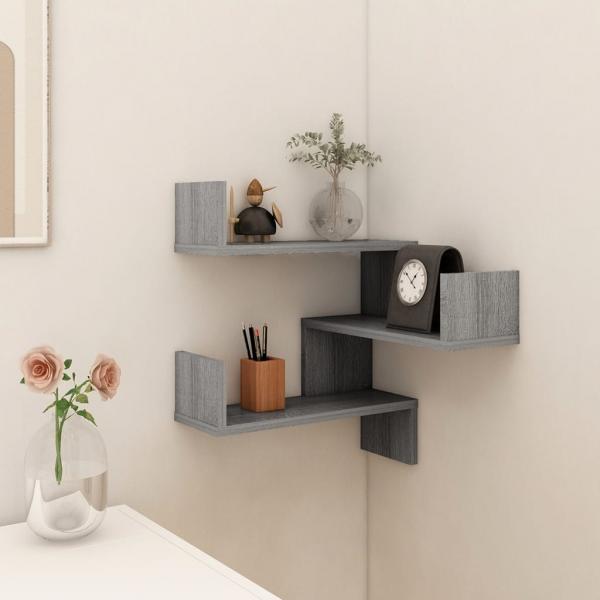 ARDEBO.de - Wand-Eckregal Grau Sonoma 40x40x50 cm Holzwerkstoff