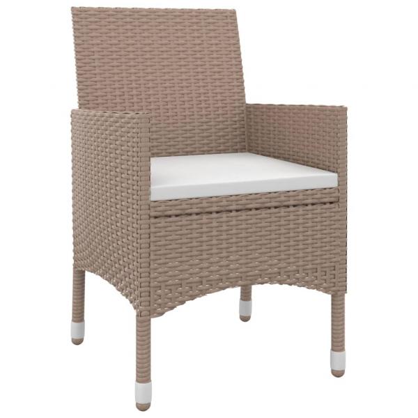 3-tlg. Garten-Essgruppe mit Auflagen Poly Rattan und Glas