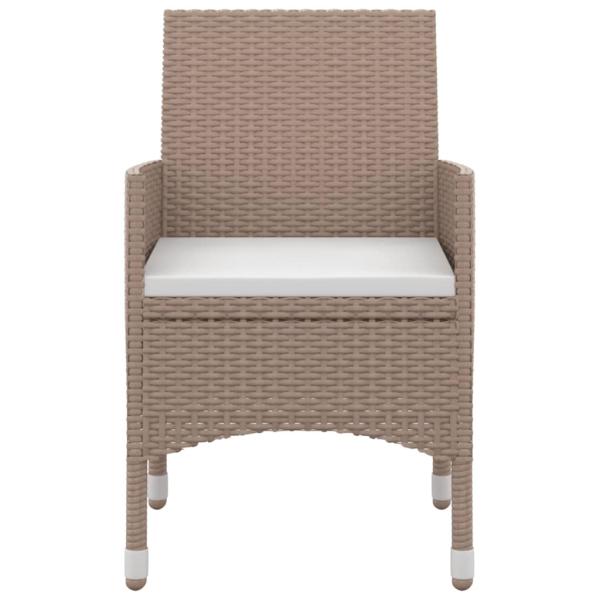 3-tlg. Garten-Essgruppe mit Auflagen Poly Rattan und Glas