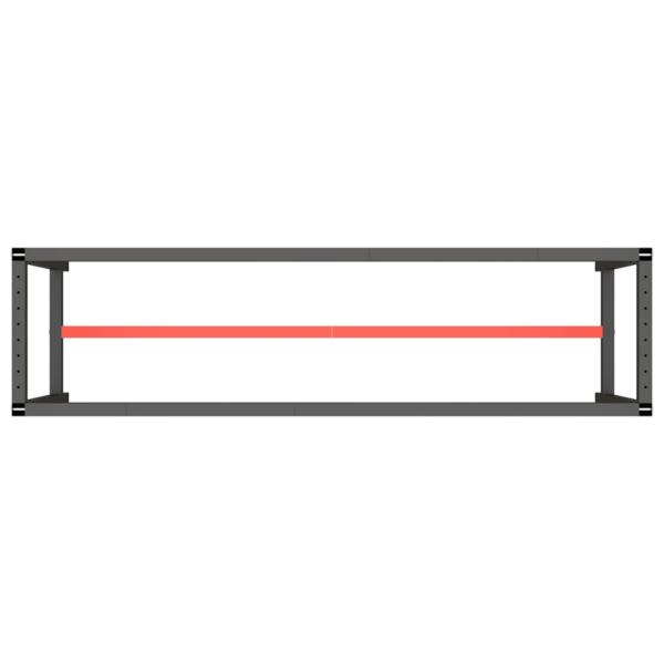 Werkbankgestell Mattschwarz und Mattrot 210x50x79 cm Metall
