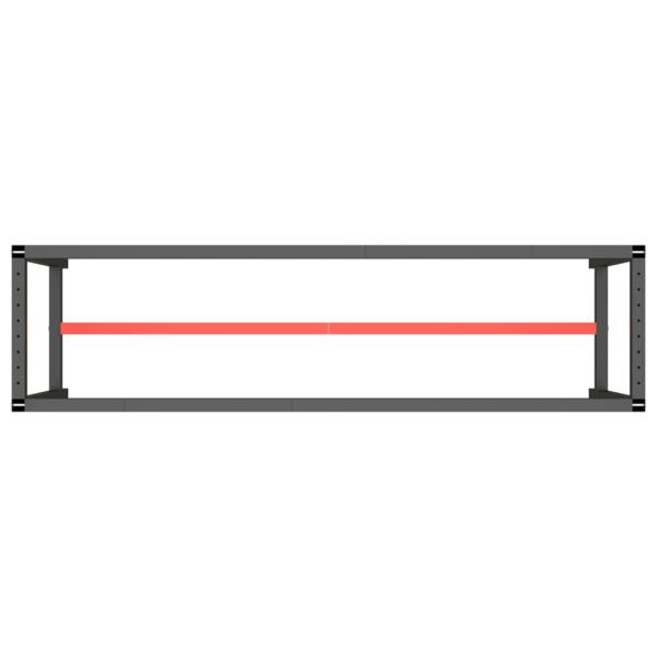 Werkbankgestell Mattschwarz und Mattrot 210x50x79 cm Metall