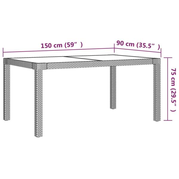 7-tlg. Garten-Essgruppe mit Kissen Poly Rattan Grau