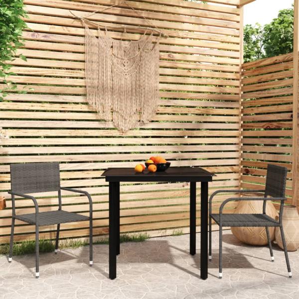 ARDEBO.de - 3-tlg. Garten-Essgruppe Grau