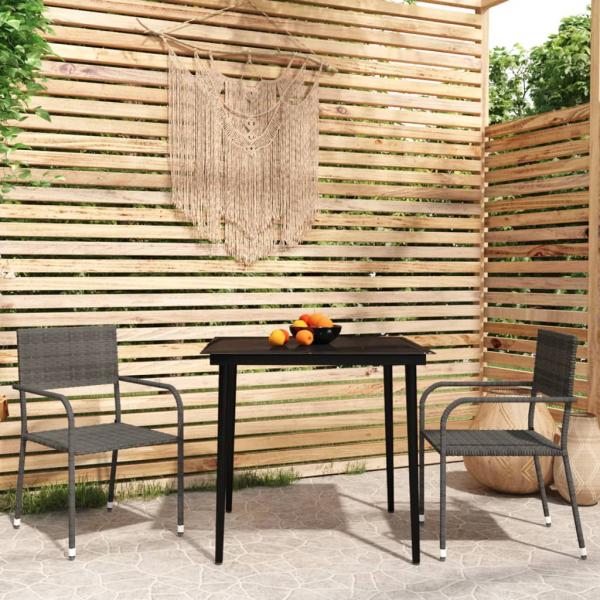 ARDEBO.de - 3-tlg. Garten-Essgruppe Grau