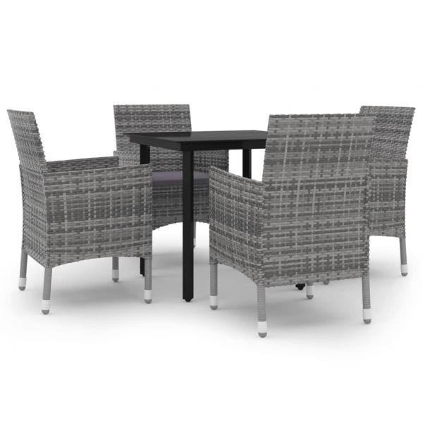 ARDEBO.de - 5-tlg. Garten-Essgruppe mit Auflagen Poly Rattan und Glas