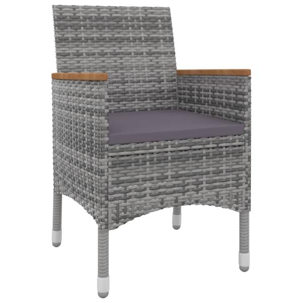 3-tlg. Garten-Essgruppe mit Auflagen Poly Rattan und Glas