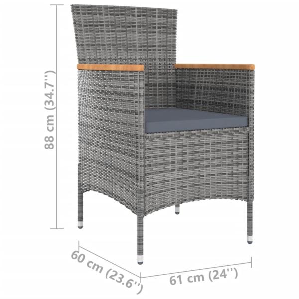 Garten-Essstühle 4 Stk. Poly Rattan Grau